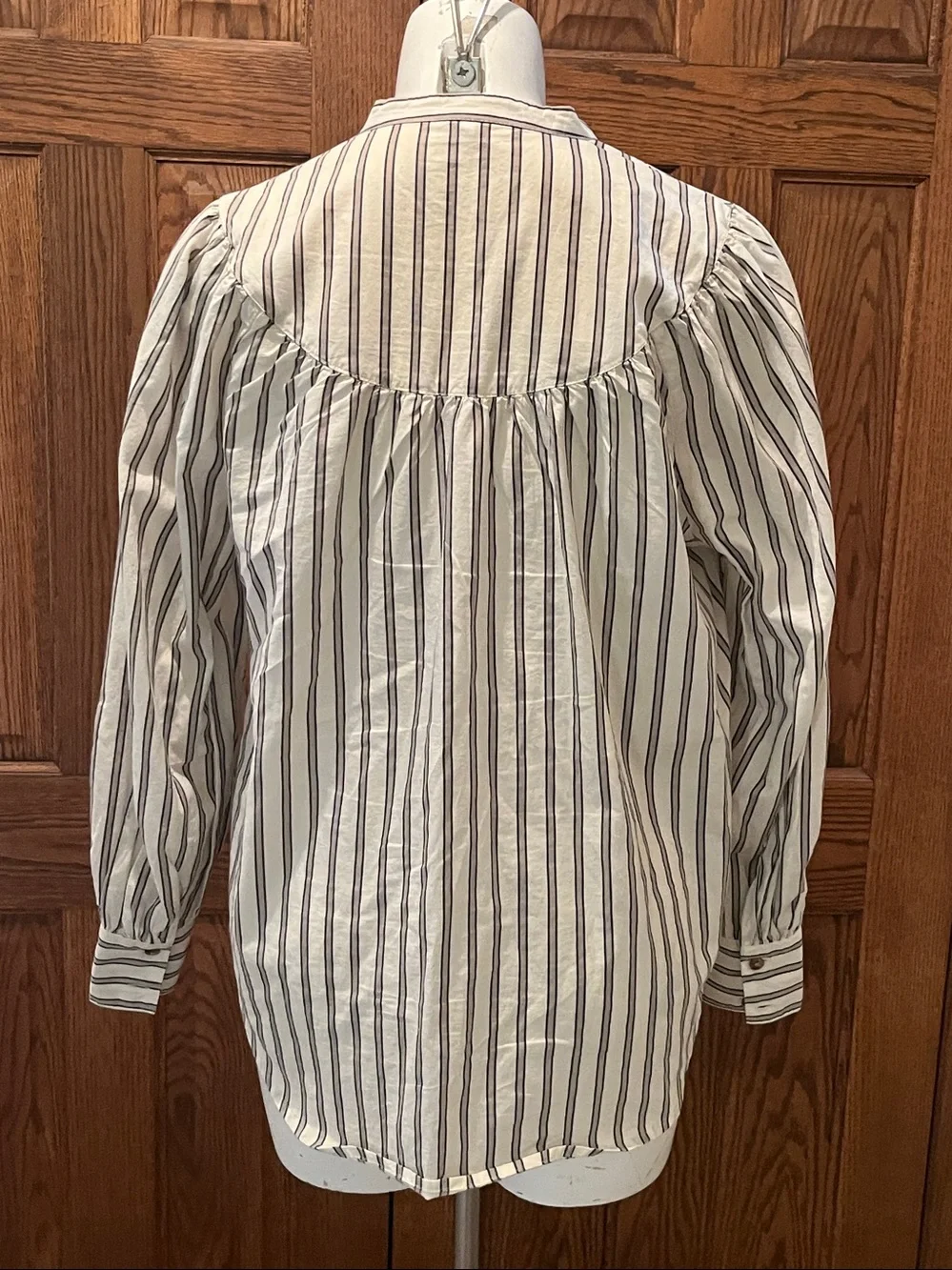 Old Navy puff sleeve striped cotton blouse M